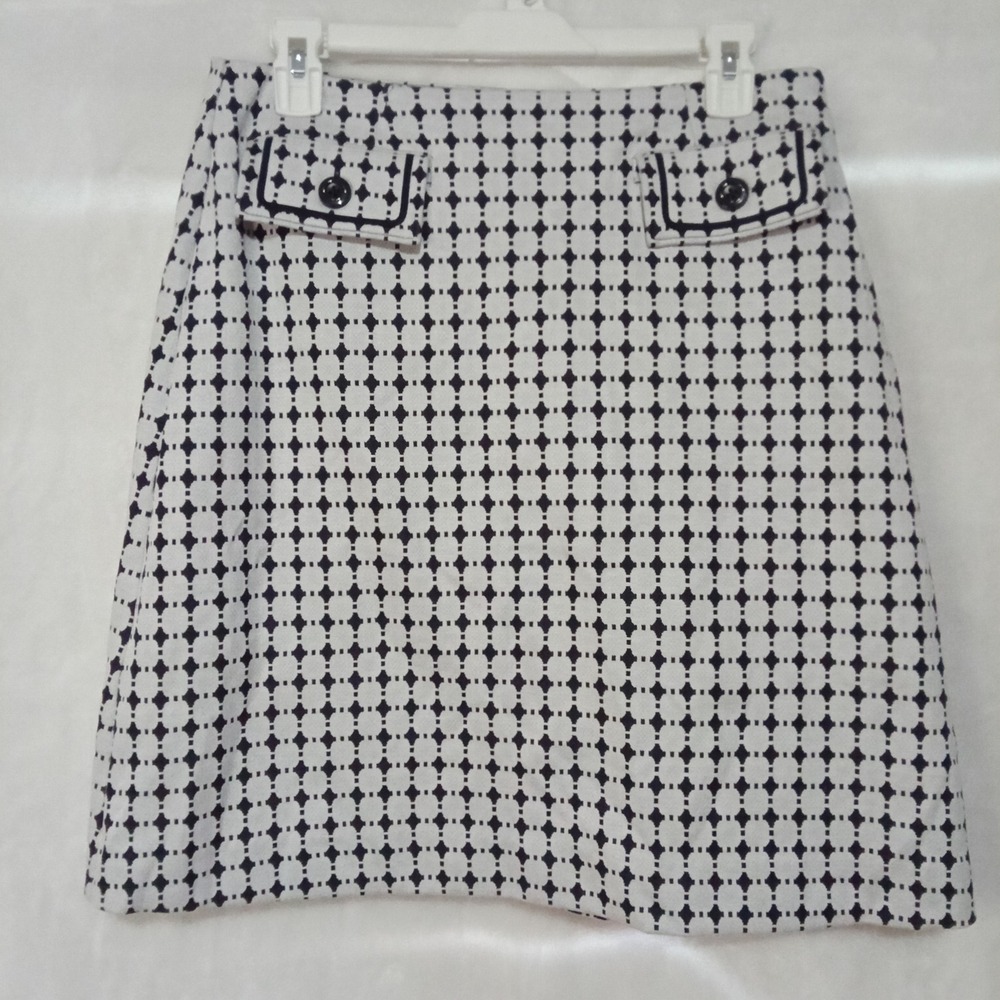 Cabi Womens Black White Geometric Print A-Line Skirt Size 4 Style
